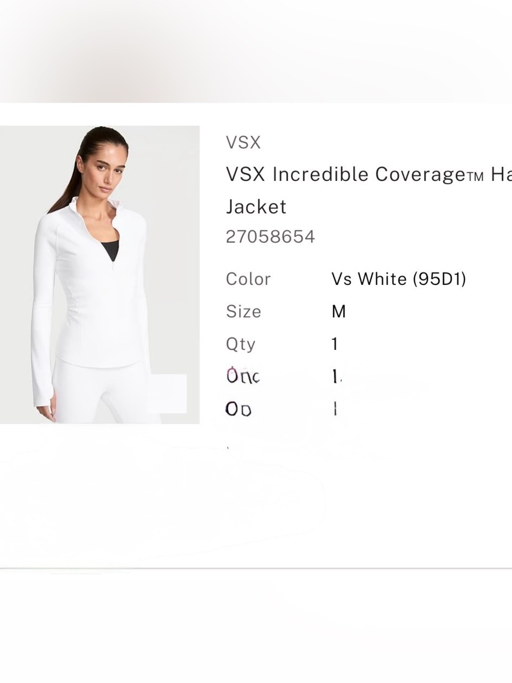 Victoria’s Secret VSX incredible coverage half zip jacket